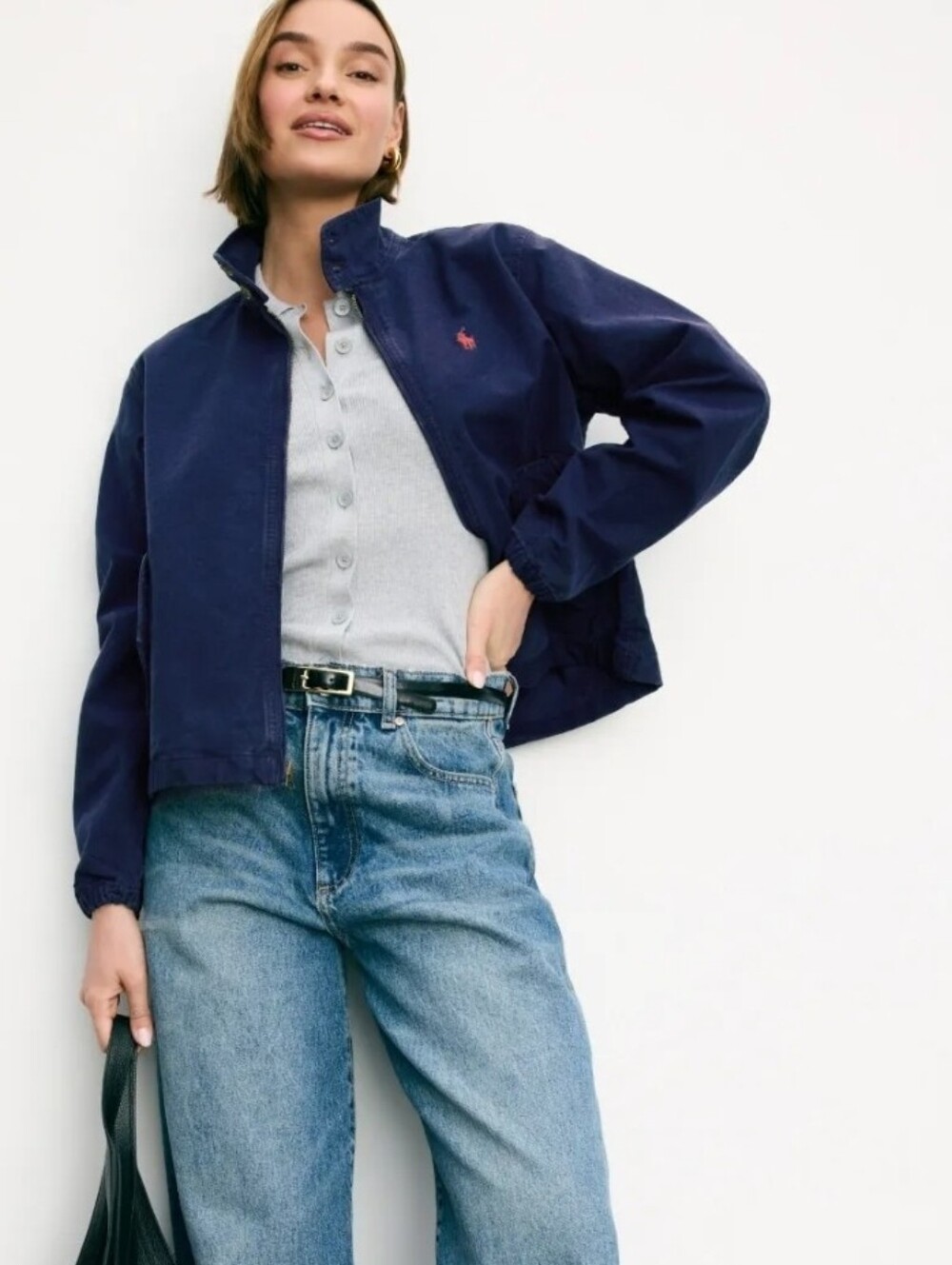 Polo Ralph Lauren Sz Medium Women's Navy Cotton Canvas Jacket Msrp $298